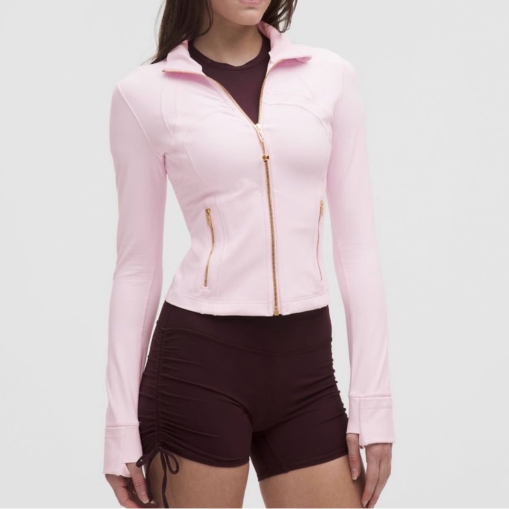 Lululemon define cropped jacket nulu pink organza gold